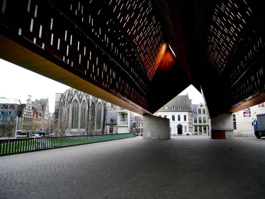 Standing underneath the City Pavilion with the Roeland Bell and St Nicolas church in the background