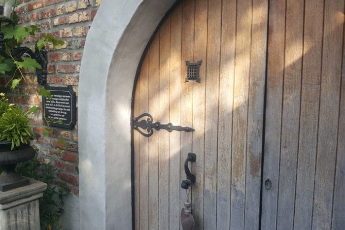 The wooden entry gate to the 14th century Baker's House