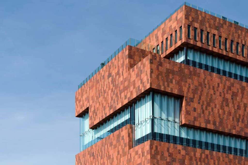 close up of the MAS in Antwerp, Belgium