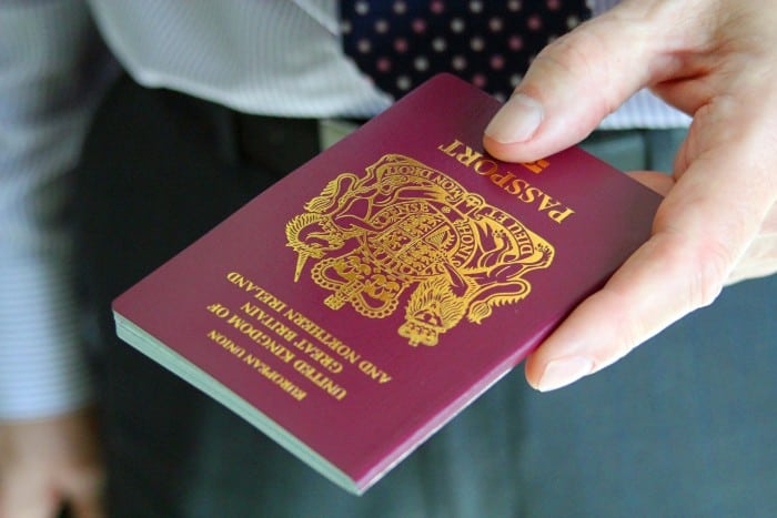 Close-up of a Belgian passport.