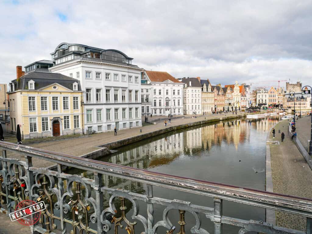 view of beautiful old buildings and a canal in Ghent