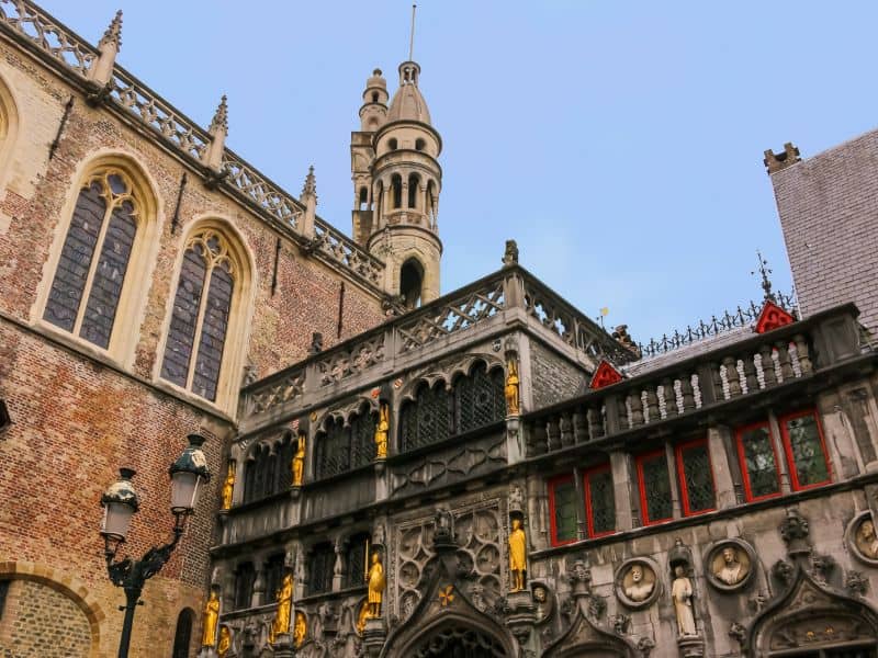 The facade of the Basilica of Holy Blood in Bruges, Belgium