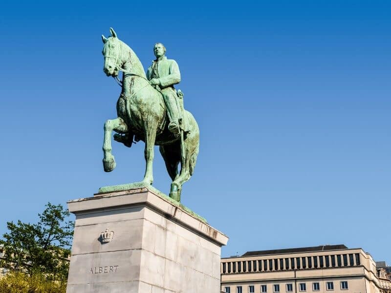 A statue of King Albert I riding a horse.