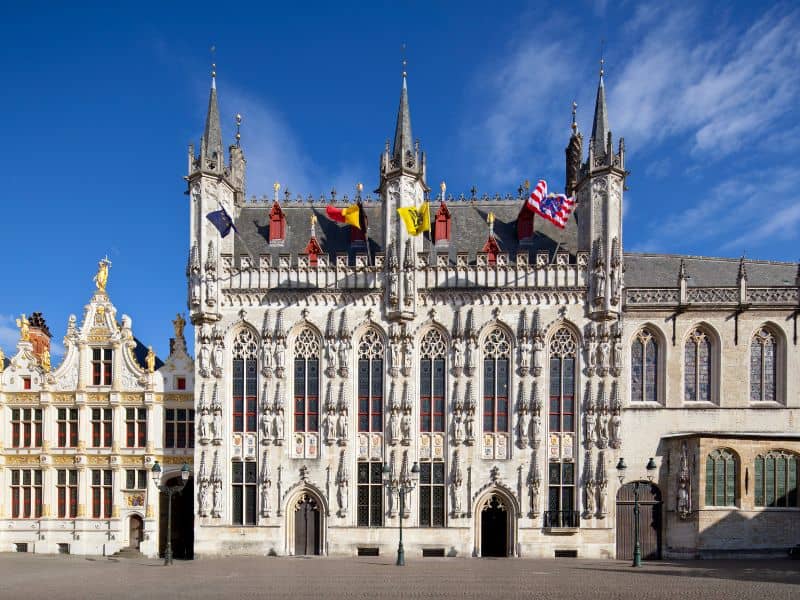 The facade of Bruges' Town Hall