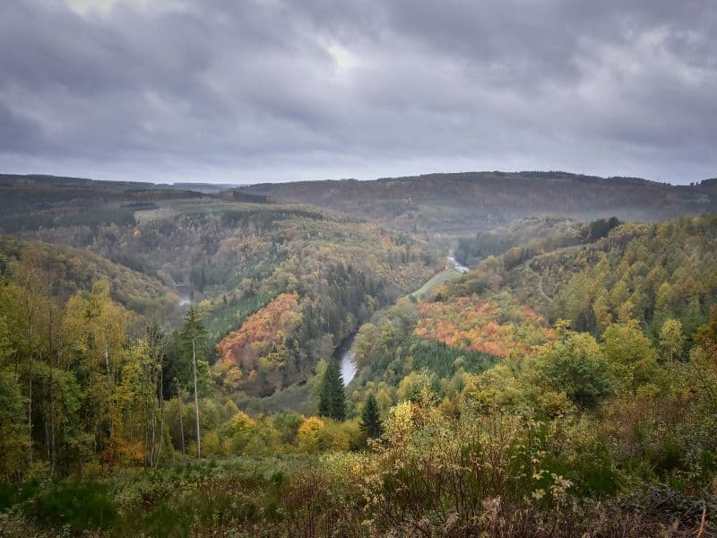 The River Ourthe Valley seen from the top of a mountain