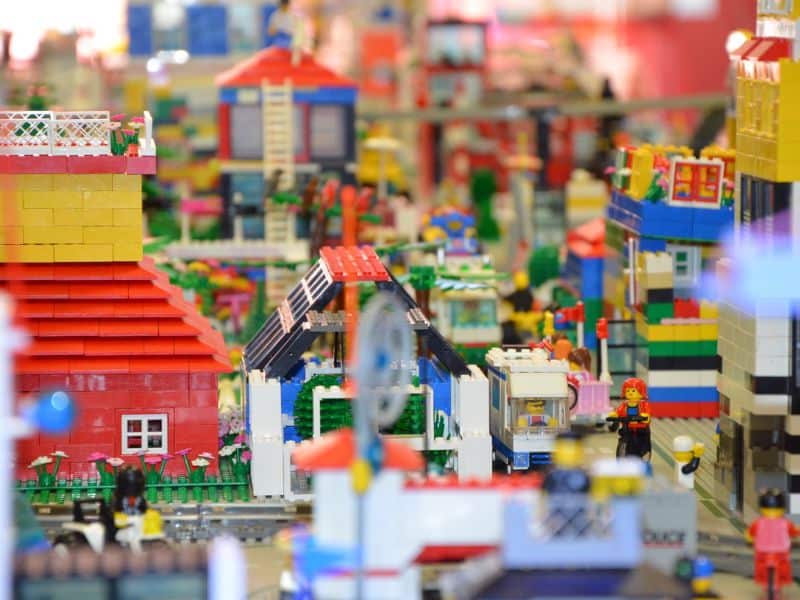 Lego town in Lego Centre Brussels.