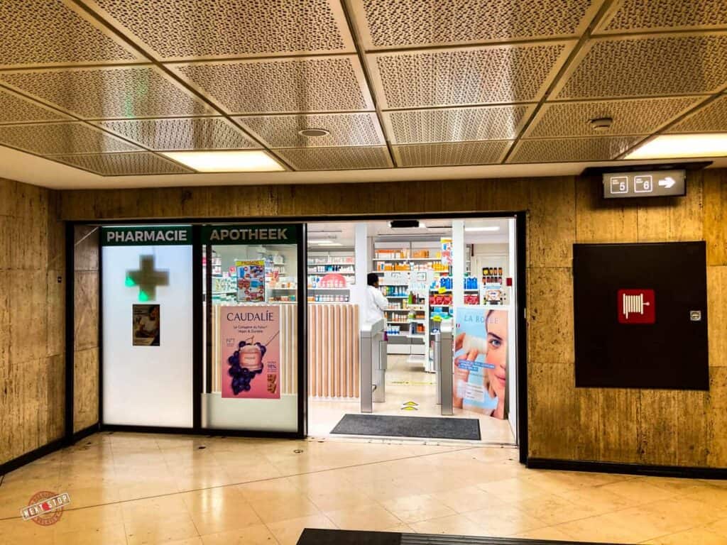 Brussels Central Station Pharmacy exterior.