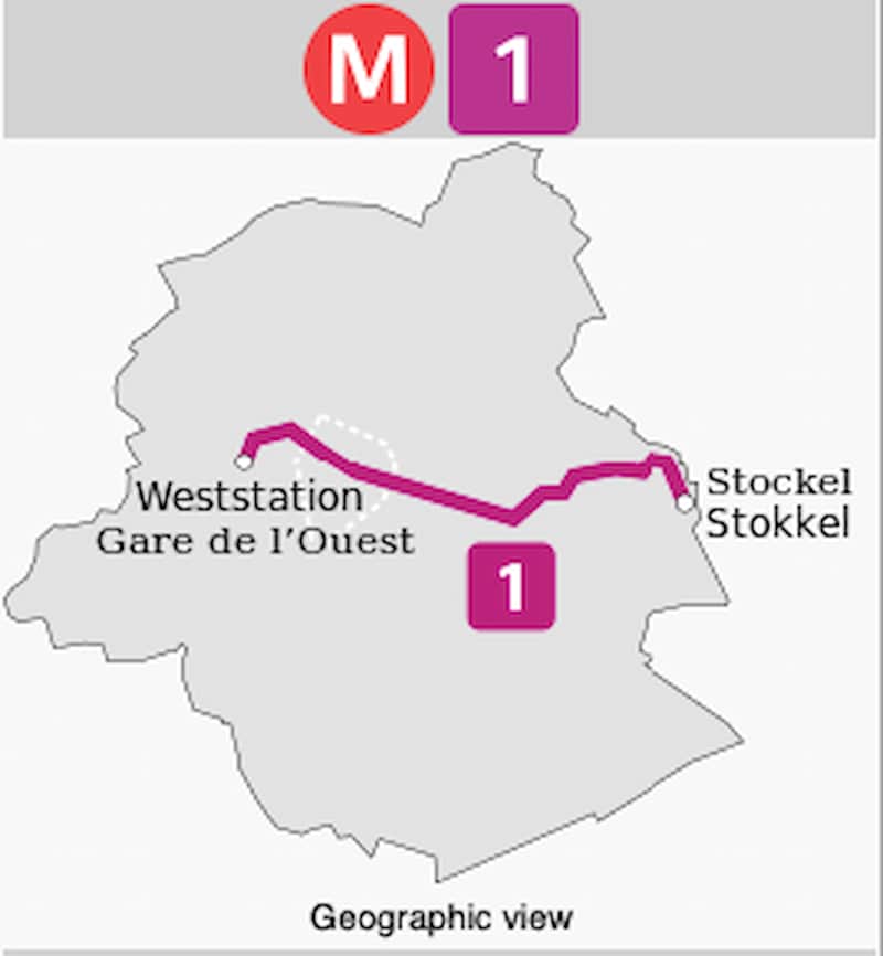 Brussels Metro Line 1 Map.