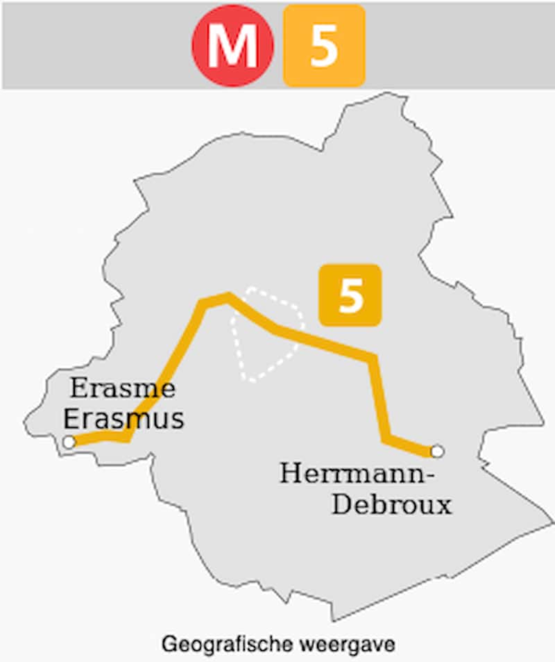 Brussels Metro Line 5 Map.
