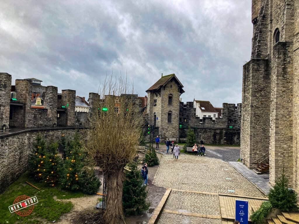 Top view of the inner courtyard of Gravensteen Castle.