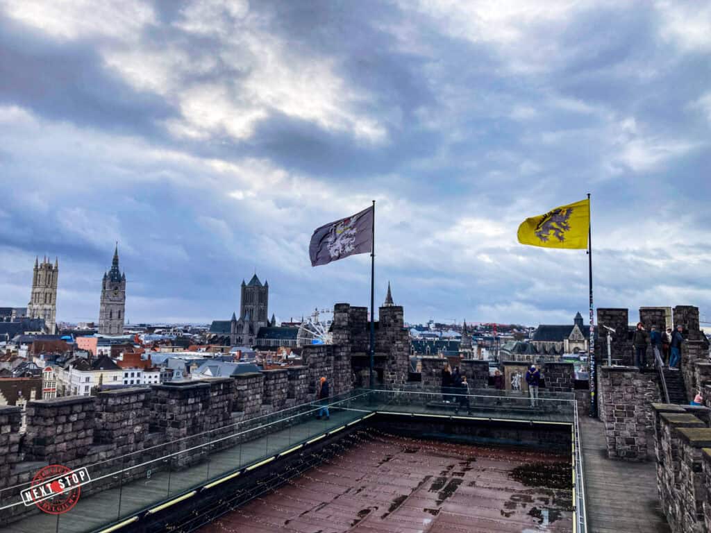 View from the top of the keep at Gravensteen Castle.