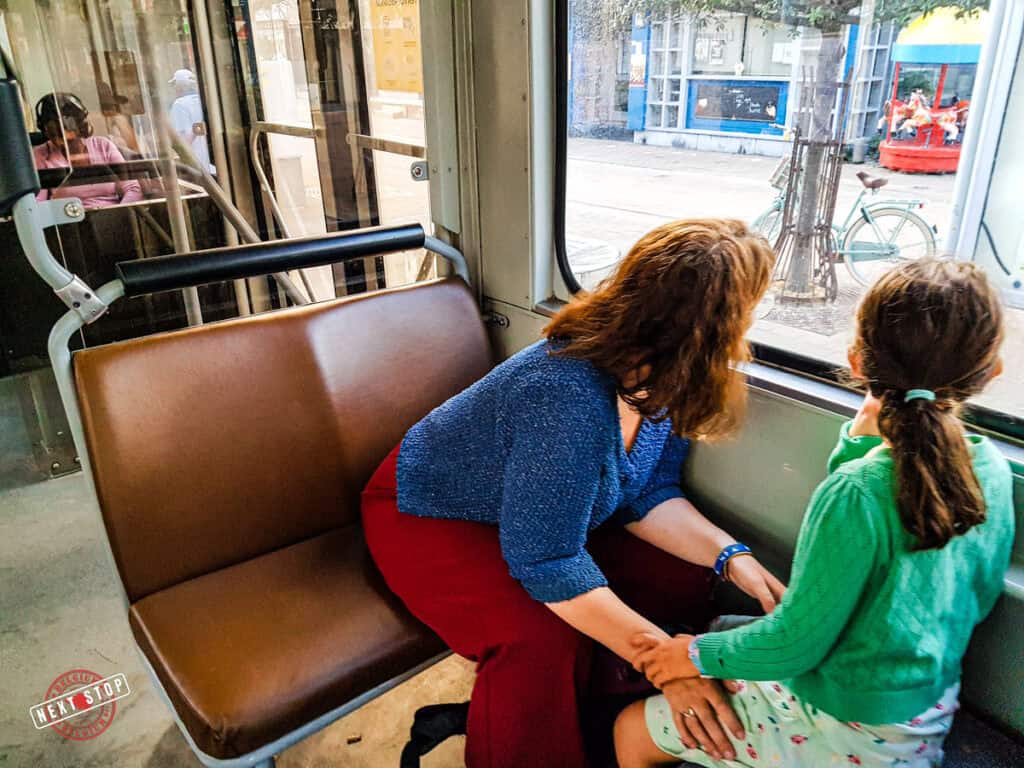 Me and my daughter stting on the coastal tram.