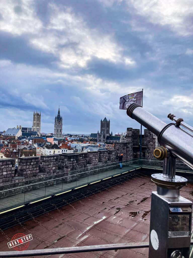 View of the three towers of Ghent as seen from the Castle of the Counts.