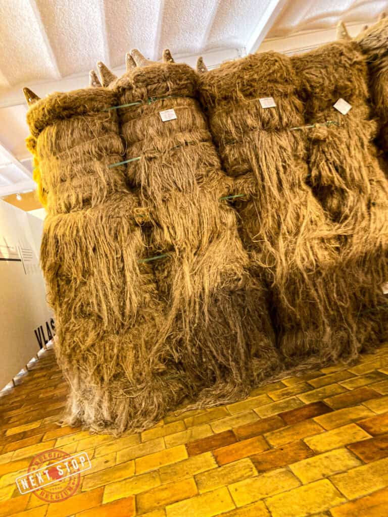 Flax bales displayed at the Texture Museum in Kortrijk.