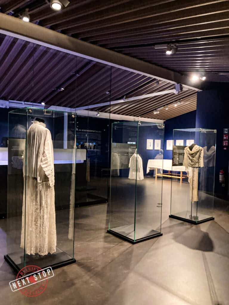 Laces and damasks displays at the Texture Museum in Kortrijk.
