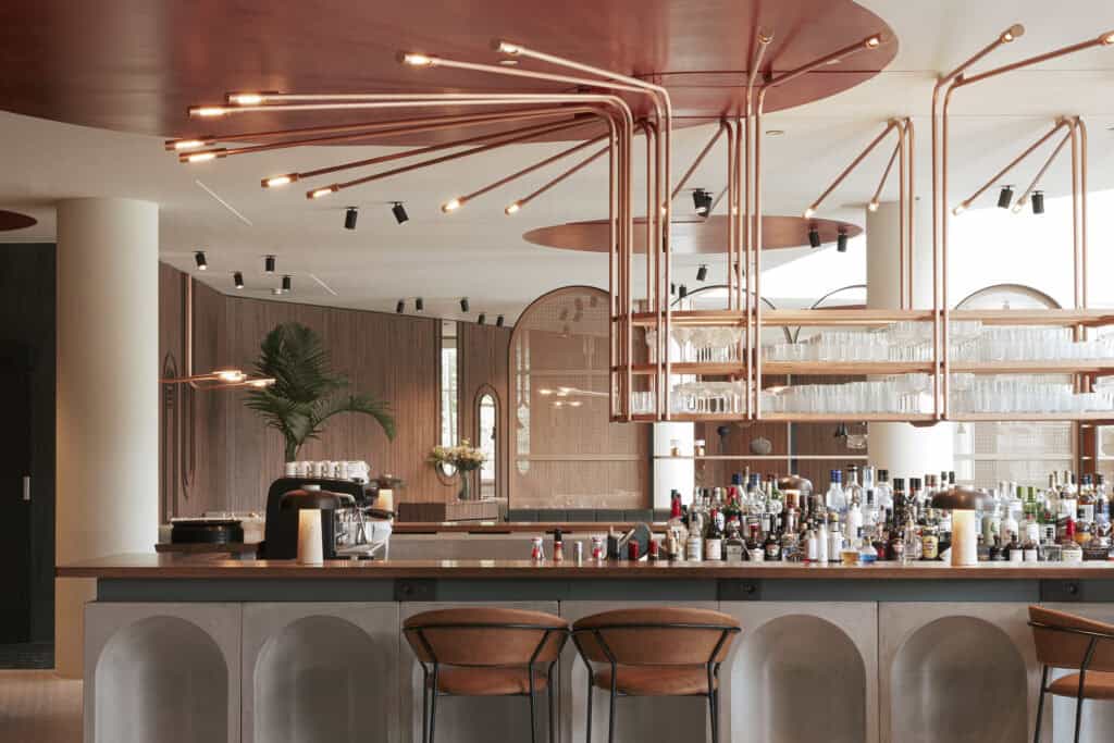 Bar section in a hotel in Brussels Belgium.
