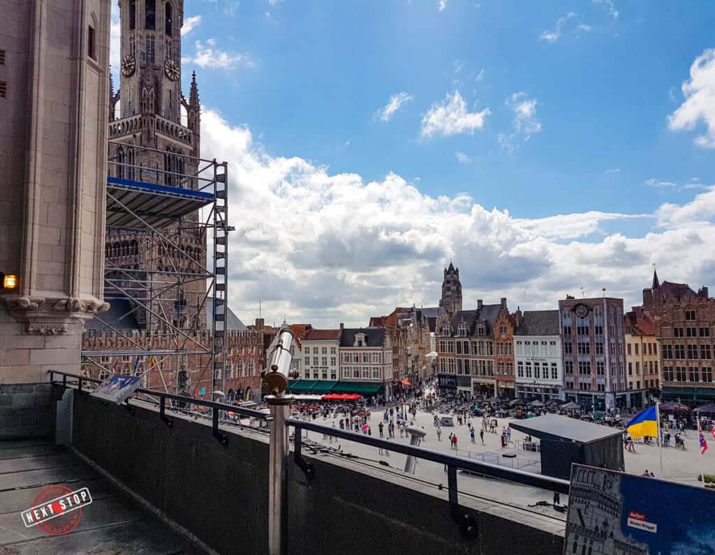 Balcony in the Historium with the view of the city - how many days in Bruges?