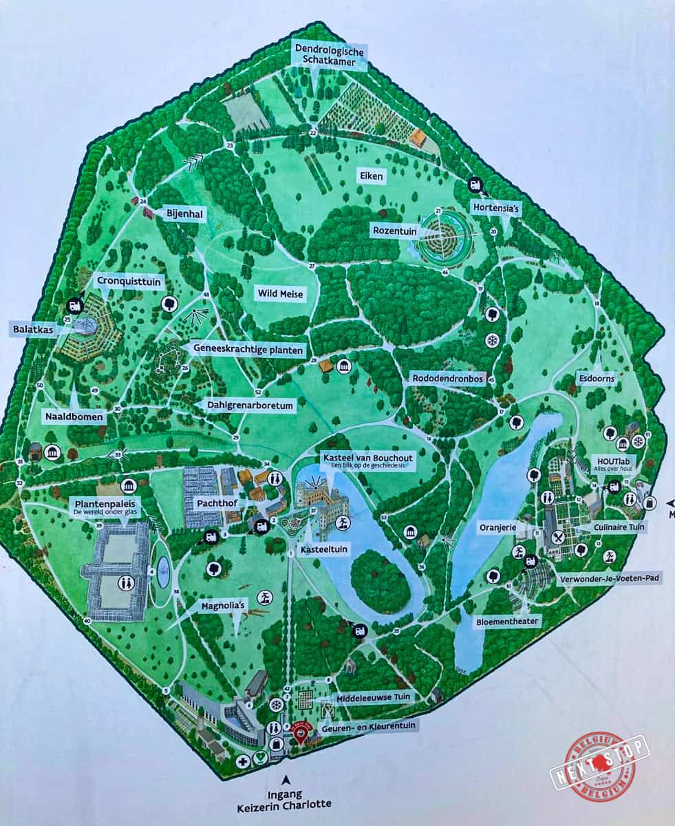A map of the Botanical Garden in Maise.